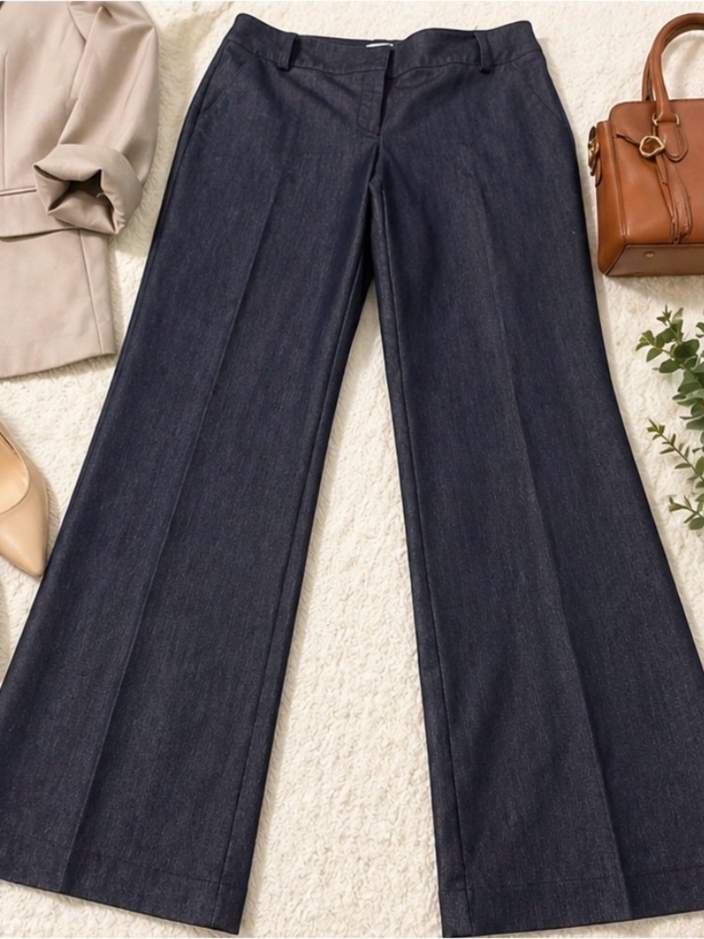 Cache Dark Wash Wide Leg Trouser Jeans | Dressy Denim Pants | Career Chic Size 8